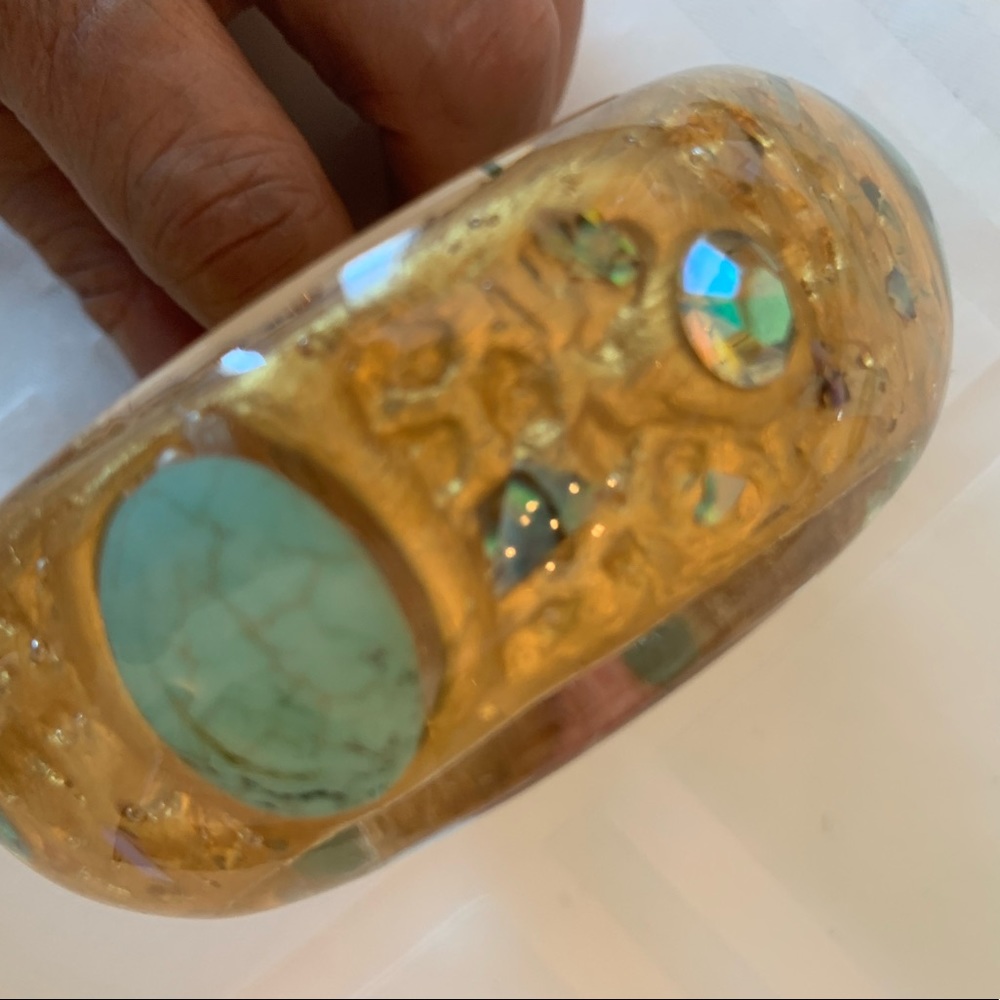 Chunky Resin Bracket With Embedded Cabochons - image 3